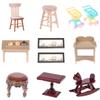 1:12 Miniaturmöbel Holzschrank Hocker Sofa Stuhl Spielzeug Puppenhaus Ölgemälde Puppenhaus Vorhänge Möbel Spielzeug