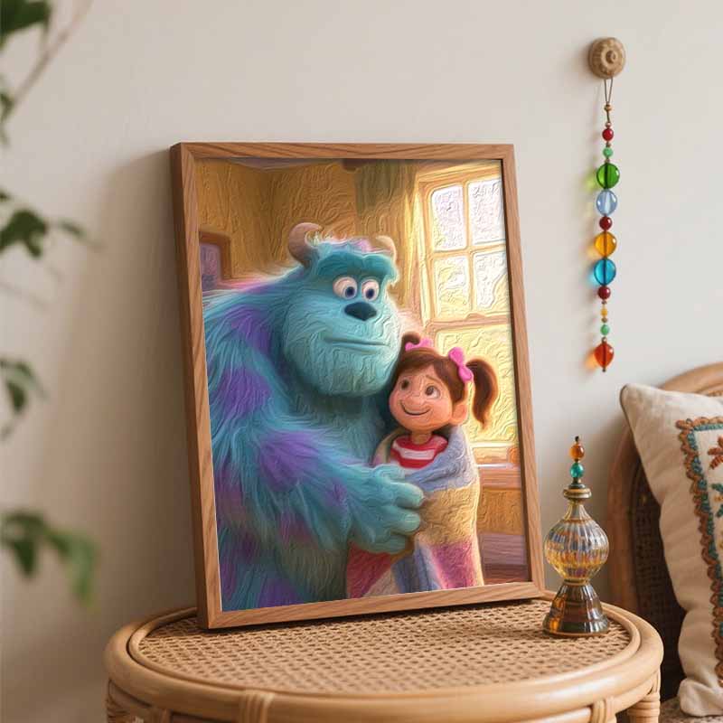 Disney Monster and Girl Oil Painting Hand Painting Coloring Painting Handmade Diy Home Decoration Gift