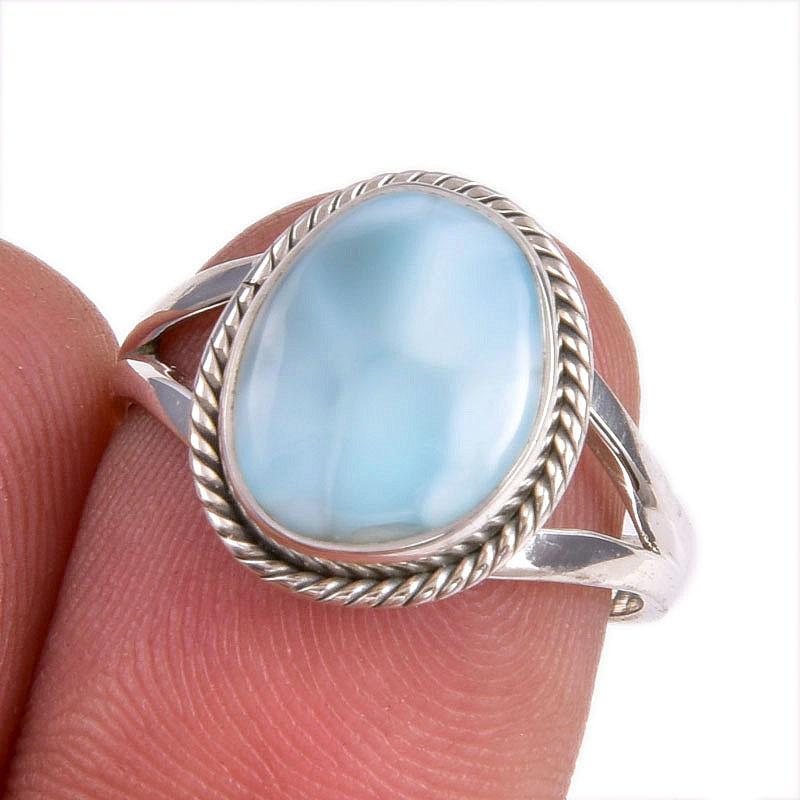 

Natural Republic Larimar Gemstone 925 Solid Sterling Silver Gift Ring S.7 I3d35