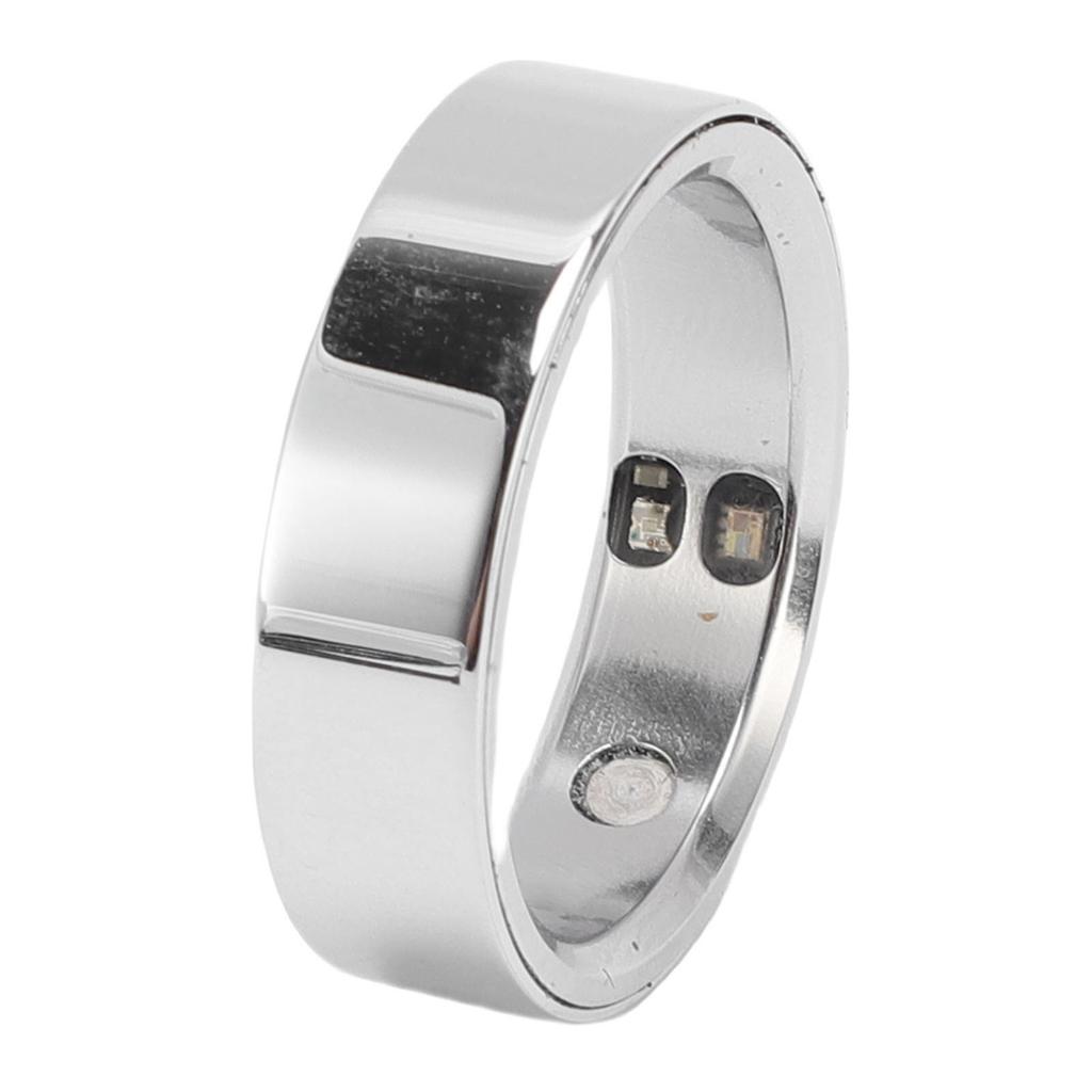 Smart Ring Fitness Tracker Stainless Steel IP68 Water Proof Wearable Smart Ring with APP for Men Women Silver Type 7