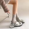 French Silver Small Man Light Mouth Thick High Heel Single Shoes Women's 2025 New Summer Skirt JK Mary Jane Shoes