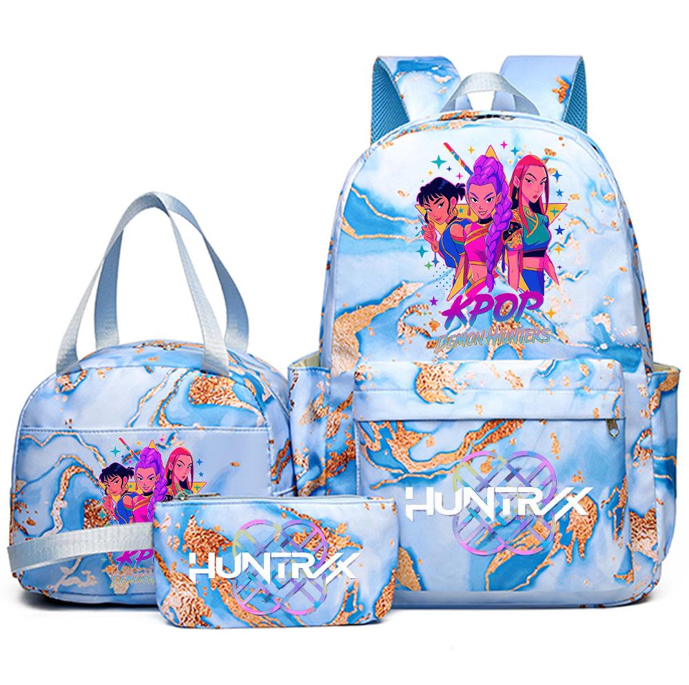 3 szt./zestaw Plecak z nadrukiem Anime Kpop z torebką i piórnikiem dla nastolatka, studenta, dziewczyny, chłopca, wodoodporna torba podróżna Mochila