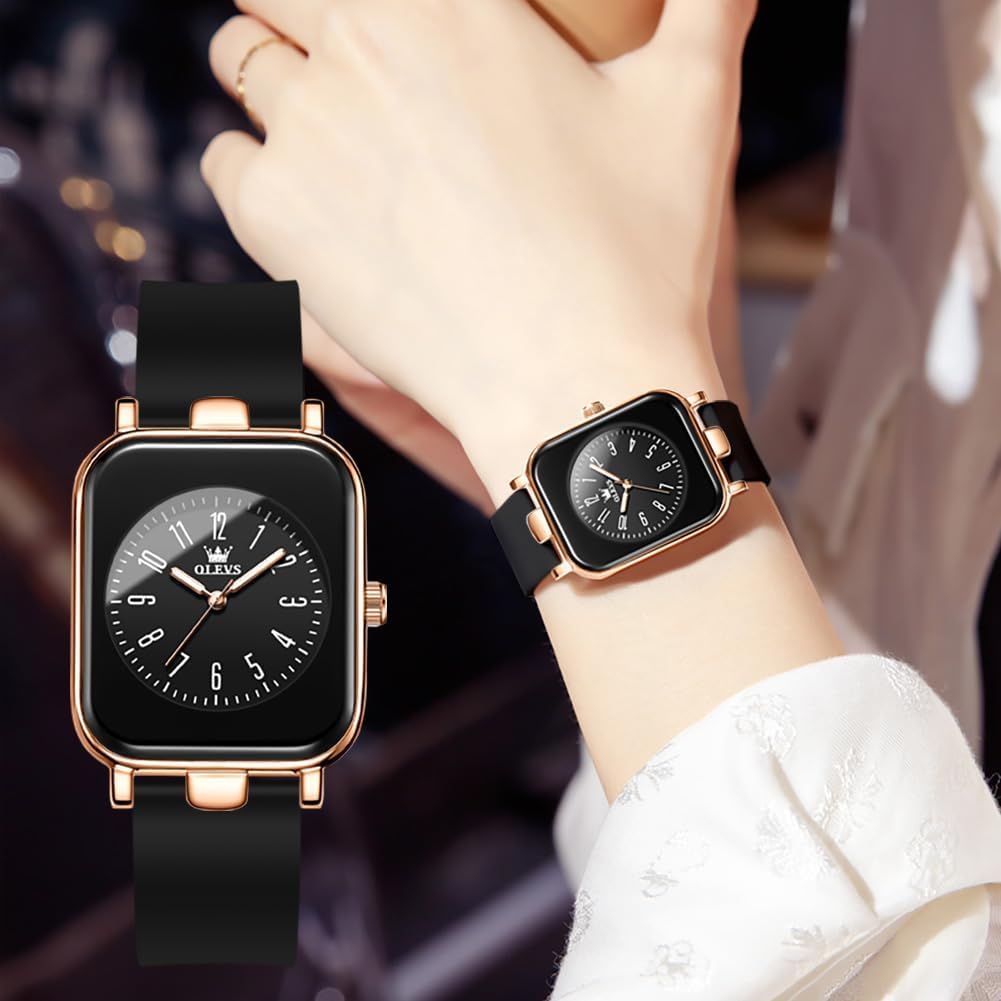 OLEVS Women's Waterproof Quartz Watch with Silicone Band, Easy to Read, Popular, Stylish, Classic Design, Perfect Gift for Women [Parallel Import]