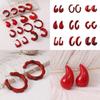 Trendy Vintage Burgundy Acrylic Drop Earrings For Women Wholesale Autumn Winter Ear Accessories