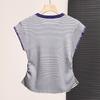 Women's 2026 Spring Slim Fit Striped Knit Short Sleeve T-Shirt