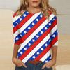 Women’s Patchwork Star Print Casual Round Neck Half Sleeve Loose Fit Pullover Top for Everyday Wear