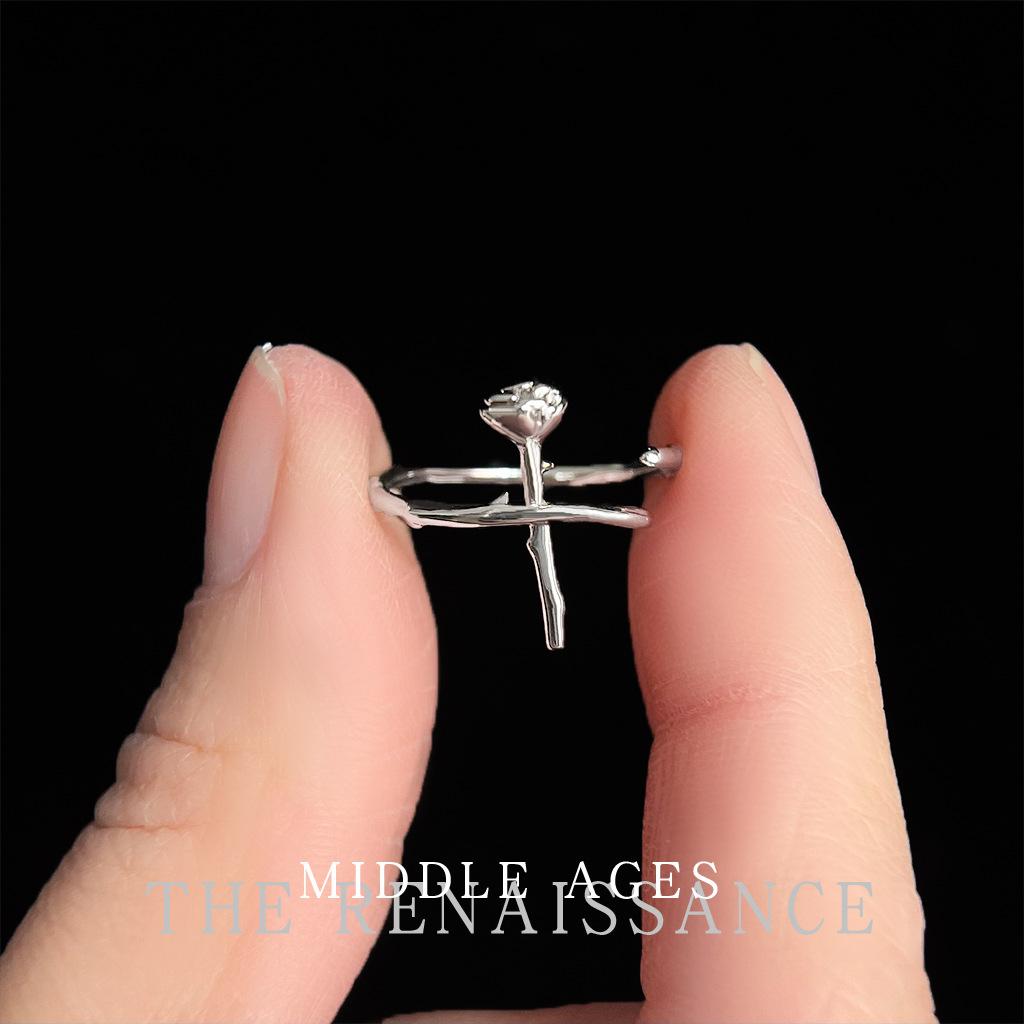 

Thorns rose ring opening adjustable index finger personality sweet and cool niche jewelry
