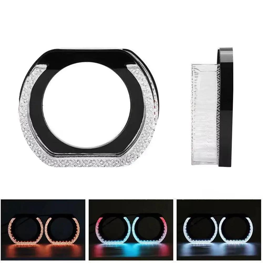 2pcs 3 Inch 5D RGB LED Angel Eyes Halo Rings Headlight Car Rectangular Light DRL Accessories Covers X6C3
