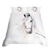 White Horse Down Quilt Set, Wild Animal Quilt Cover, Comfortable Bedding Three-Piece Set