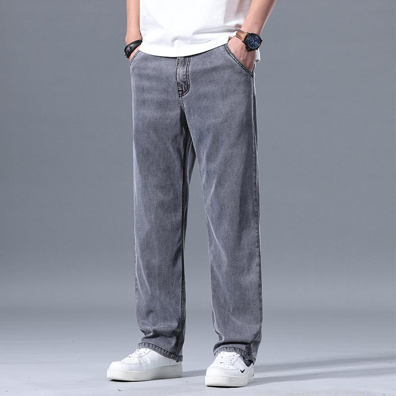 New Tencel Denim Casual Trousers for Men: Loose-fitting, Drapey Wide-leg Trousers