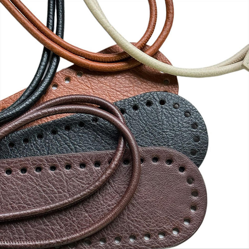 Creative Leather Handbag Strap with Wristlet Handle DIY Knitting Crochet Round Rope Bag Base Vintage Handbag Accessories