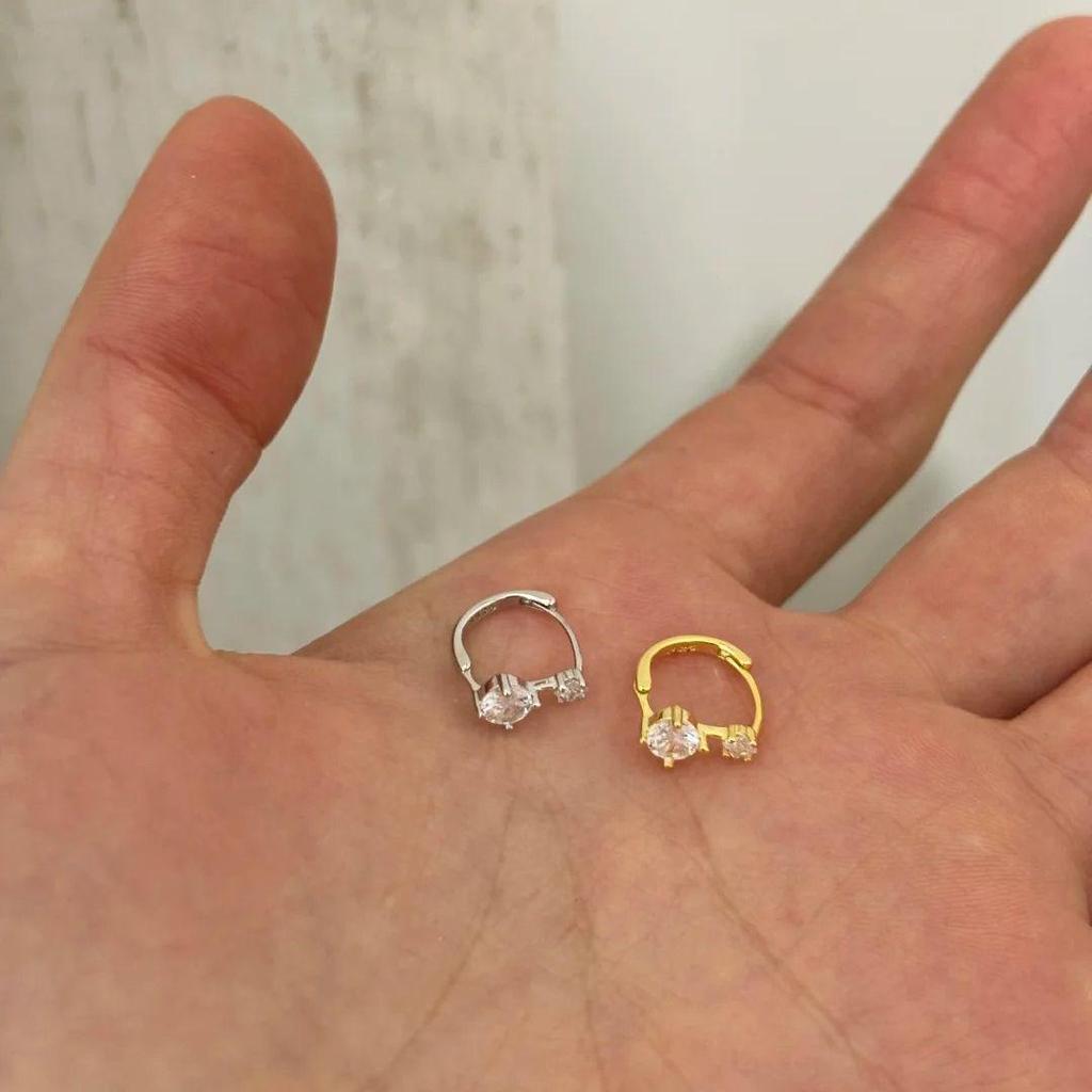 Korean Style Sparkling Zircon Sterling Silver Ear Cuffs