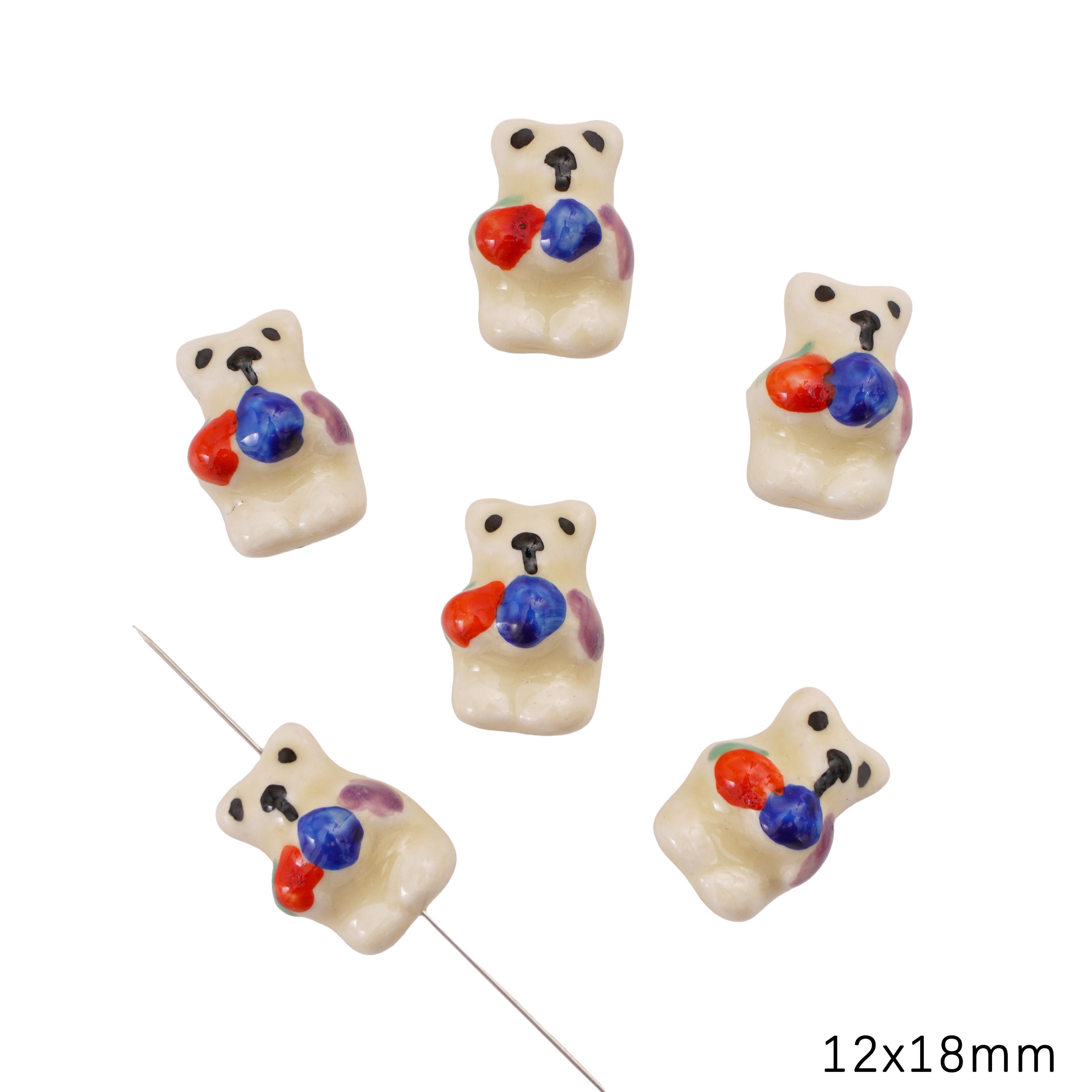 

Керамические расписанные вручную бусины для милых животных-подвесок для браслетов, ожерелий и ювелирных изделий своими руками Fruit bear-yellow