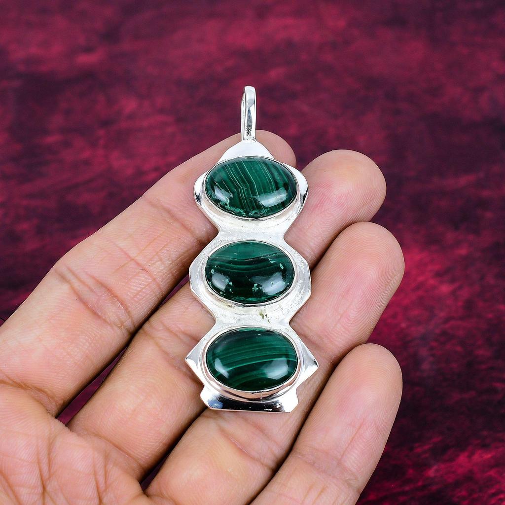 Malachite Pendant, 925 Sterling Silver Pendant Jewelry. Gift For Women Handmade Pendant Gemstone Jewelry