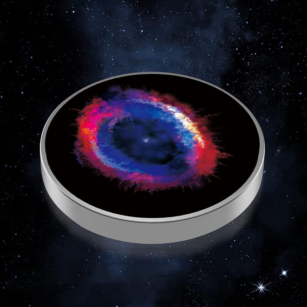 Stahlkreisel, leuchtender Galaxy Star Pocket Coin Gyro, Wind Blow Turn Gyro Desktop-Dekompressionsspielzeug, Spectral Holographic Space Photo Gyro