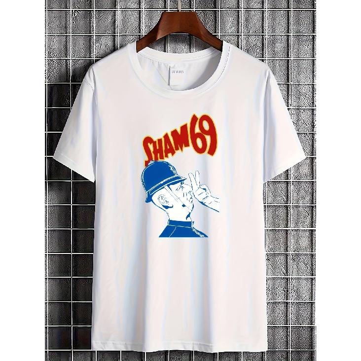 VTG Sham 69 Official Band Merch Men s T-Shirt - Iconic Sham 69 Logo & British Oi Music Print, Retro Punk Streetwear Crew Neck Short Sleeve Tee, S белый