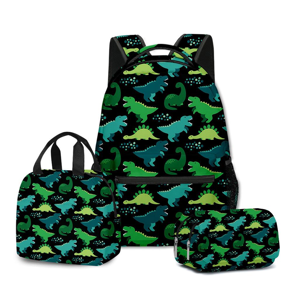 Classic Novelty Peculiar Cool Dinosaur 3D Printed 3pcs/Set Student School Bags Laptop Daypack Backpack Lunch Bag Pencil Case