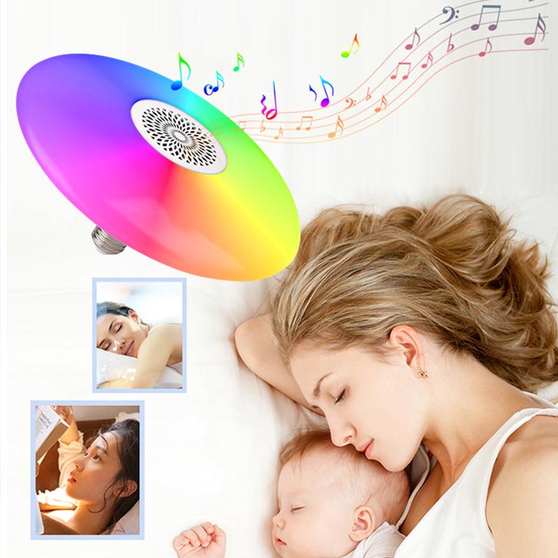 E27 6500K LED Ceiling Light Bulb with bluetooth Speaker Dimmable Modern Music Lamp with Remote for Home Party Lighting 86-265V 48W/28W/18W