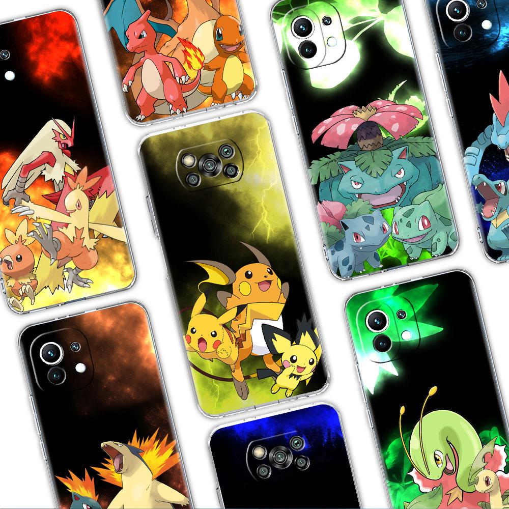

Clear Case For Xiaomi Mi Poco X3 NFC M3 Pro F3 F1 11 Lite 12 Note 10 11T 9T Transparent Phone Cover Pokemon Cute Pikachu