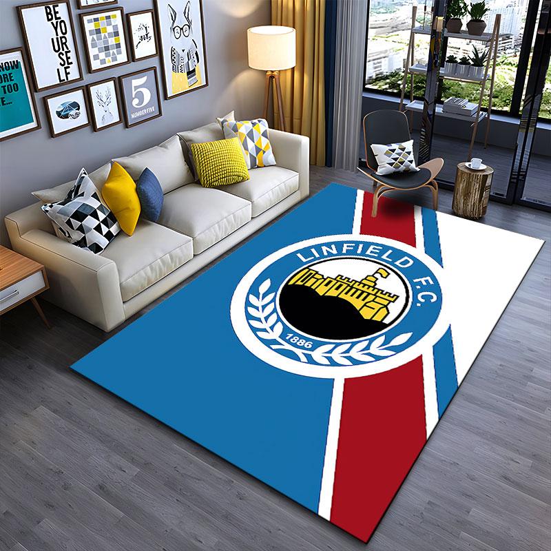 Linfield FC Logo Carpet Design suitable as a non-slip mat for the living room or bedroom sofa