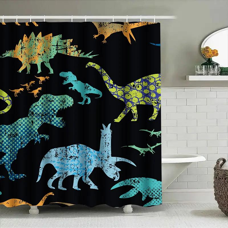 Modern Bathroom Decor Shower Curtain With Skiers Trees White Print Waterproof Fabric For Bathrooms Green Pine Tree Pattern Size