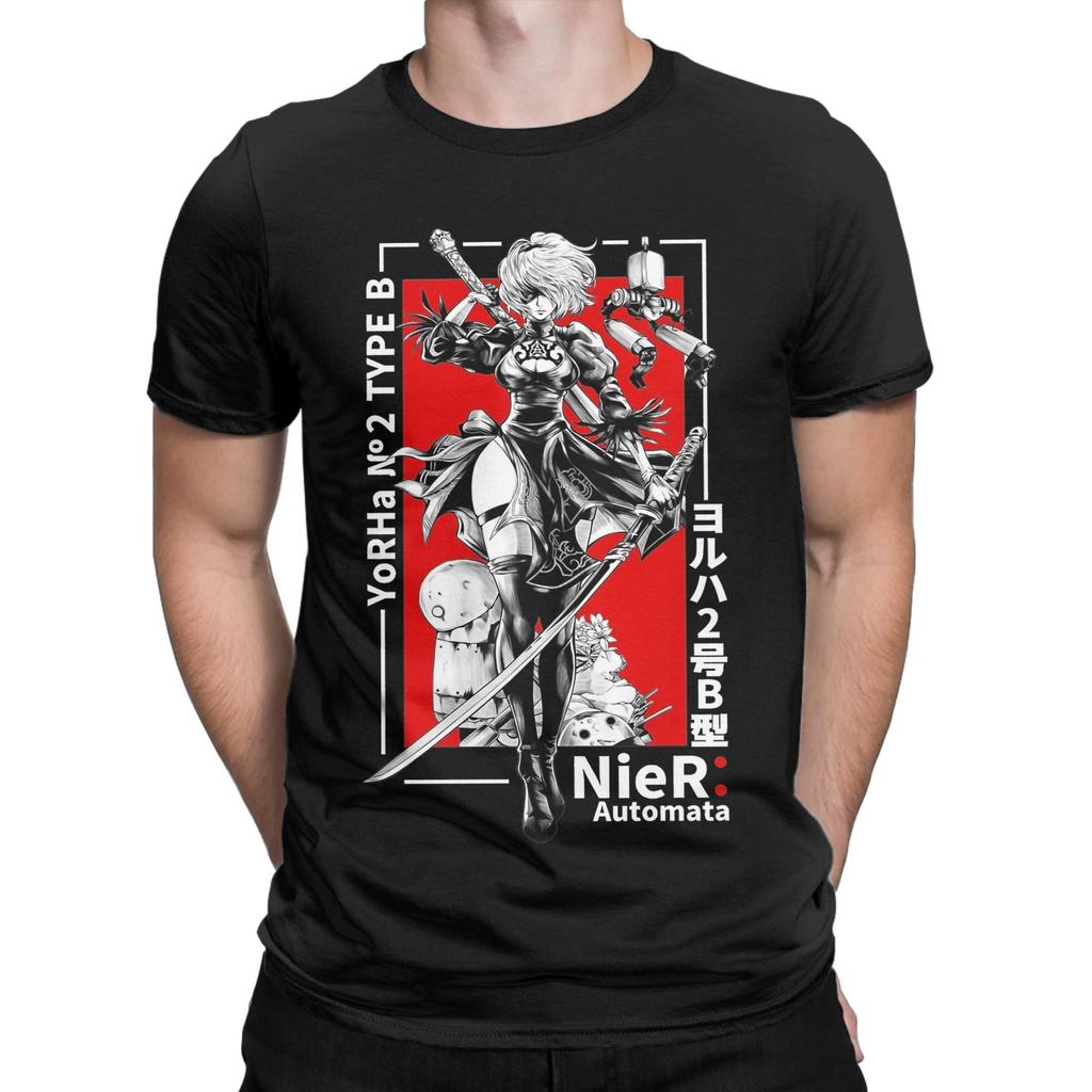 Nier Automatas Men's T Shirt  Creative Tees Short Sleeve Crew Neck T-Shirts Pure Cotton Printed Tops