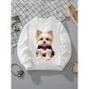 Girls' Crewneck Sweatshirt - Cute Dog with Red Heart Collar Machine Washable, Spring And Autumn, Sportswear And Casual Wear