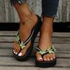 Summer Fashion Rhinestone Ladies Holiday Rubber Sole Beach Wedge Flip Flops
