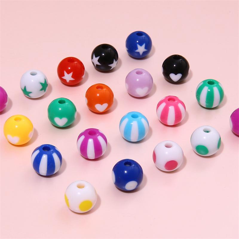 Handmade Bracelet Beads Acrylic Color Round Beads Diy Handmade Beading Materials Homemade Colorful Bracelet Necklace Pendant Jewelry Loose Beads