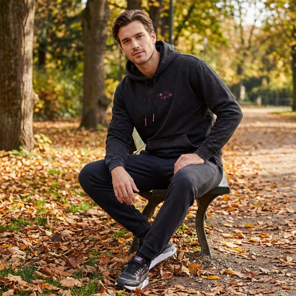 Puma Windproof Warm Loose Casual Hoodie Men Hoodies Black 62742701