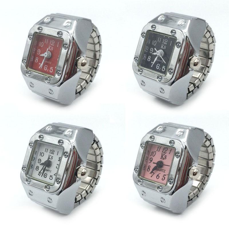 Stylish Alloy Silver Shell Ring Watch with Large & Small Numbers for Men & Women
