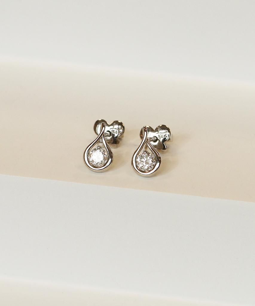 Loveenb [14K Gold] Detail Lab Diamond Earrings