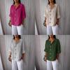 Linen Cotton Buttonup Shirt For Women With Loose Fit And Mandarin Collar For Casual Summer Wear