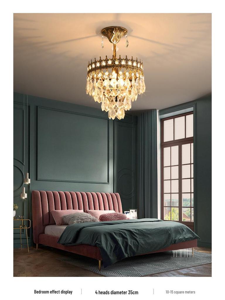 Retro Crystal Chandelier - Luxurious Eye-Protection Lamp for Bedroom, Cloakroom, or Corridor