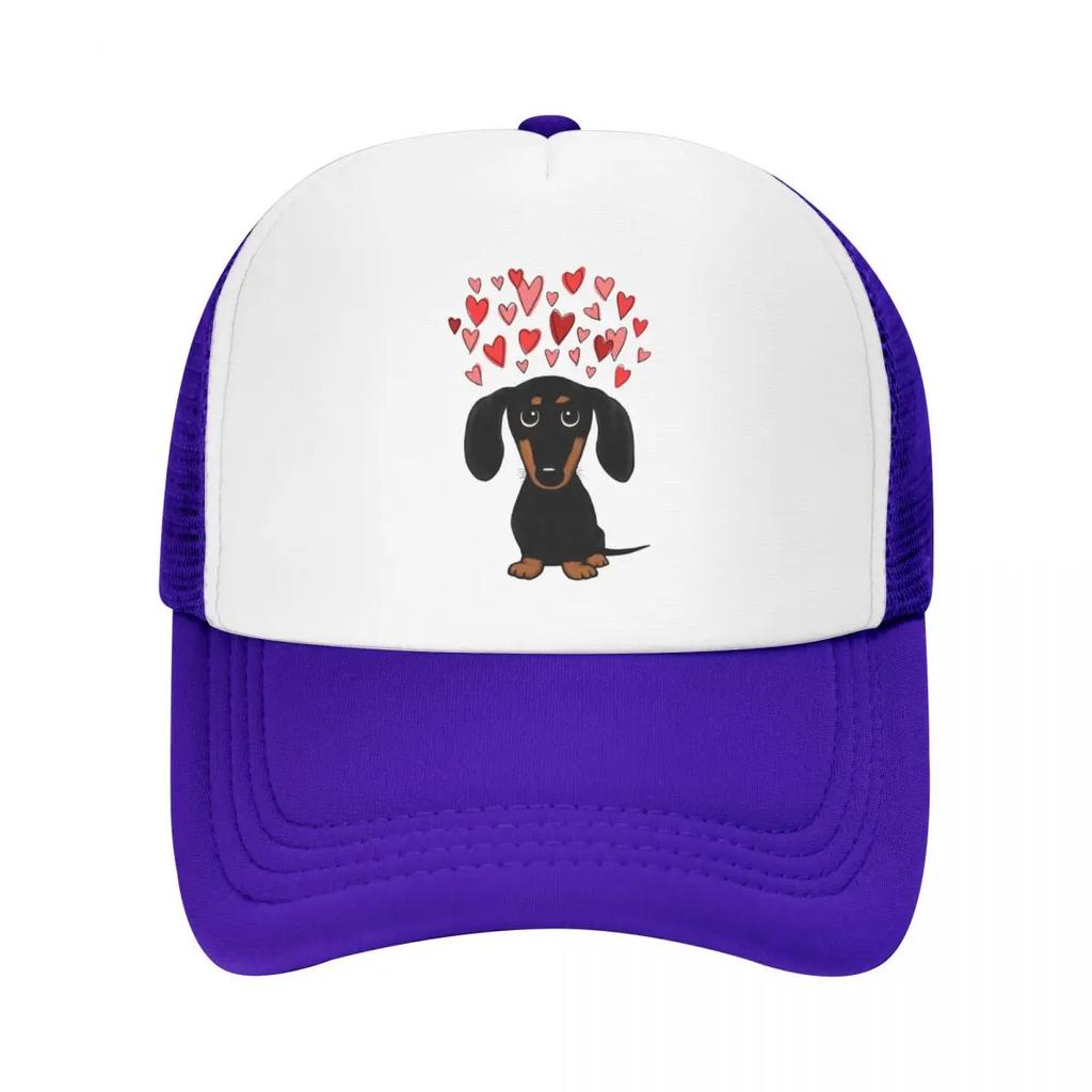 Custom Punk Unisex Cute Puppy Dog Dachshund Trucker Hat Adult Adjustable Baseball Cap Women Unisex Sun Protection Trucker Cap