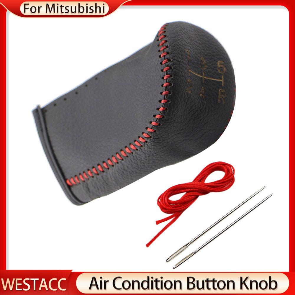 Echtes Leder Auto Getriebe Kopf Schaltknauf Abdeckung Getriebe Halsbänder für Mitsubishi Galant Outlander Lancer Evolution Pajero ASX AT