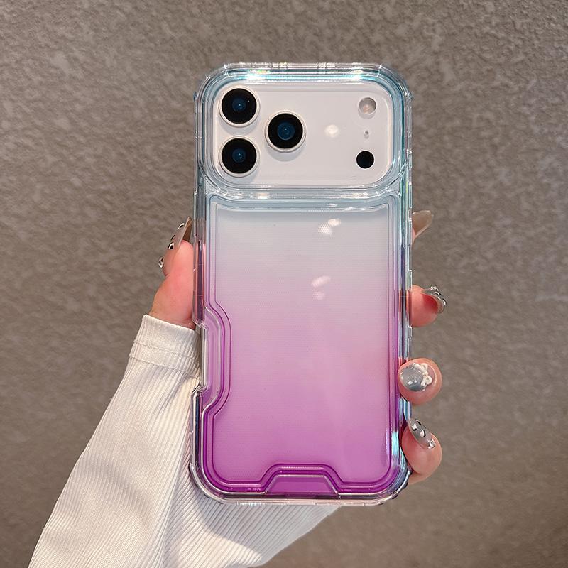 2in1 Gradient Transparent Phone Case For iPhone 17 Air 16 15 14 Plus 13 12 11 Pro Max Shockproof Bumper Hard Back Cover