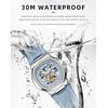Skeleton Mechanical Watches Rose Gold Case Diamond Bezel Luminous Waterproof Fluororubber Strap Watch