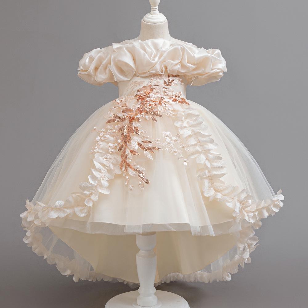 

Принцеса сукня з пишного тюлю з відкритими плечима для дівчаток - Наряд для виступу або весілля 150 cm шампанського