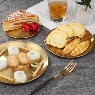 Stainless Steel Metal Dining Disc Round Bone Spitting Dish High Quality Shallow Tray Gold Silver Fruit Meat Tableware