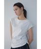Bobeu Lettering Print Shirred T-Shirt_White 7156240011