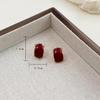Korean Red Arc C Shaped Stud Earrings for Women Simple Enamel Glaze Geometry Curved Ear Jewelry Friend Christmas Gift