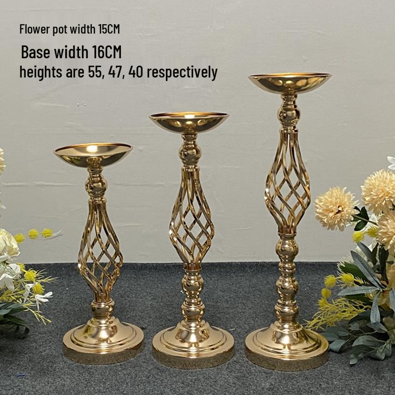 Golden European Iron Art Flower Stand for Wedding Decor and Sign-in Table