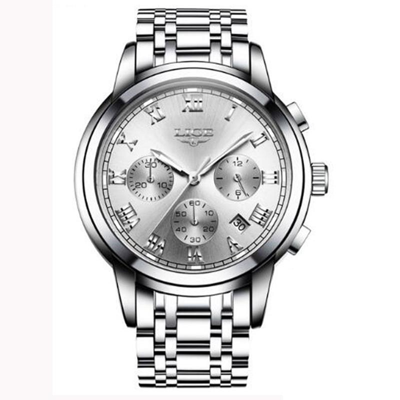 Man Watch LIGE Top Brand Luxury Casual Sport Chronograph Watches for Men Waterproof Fashion Full Steel Quartz Clock Reloj Hombre