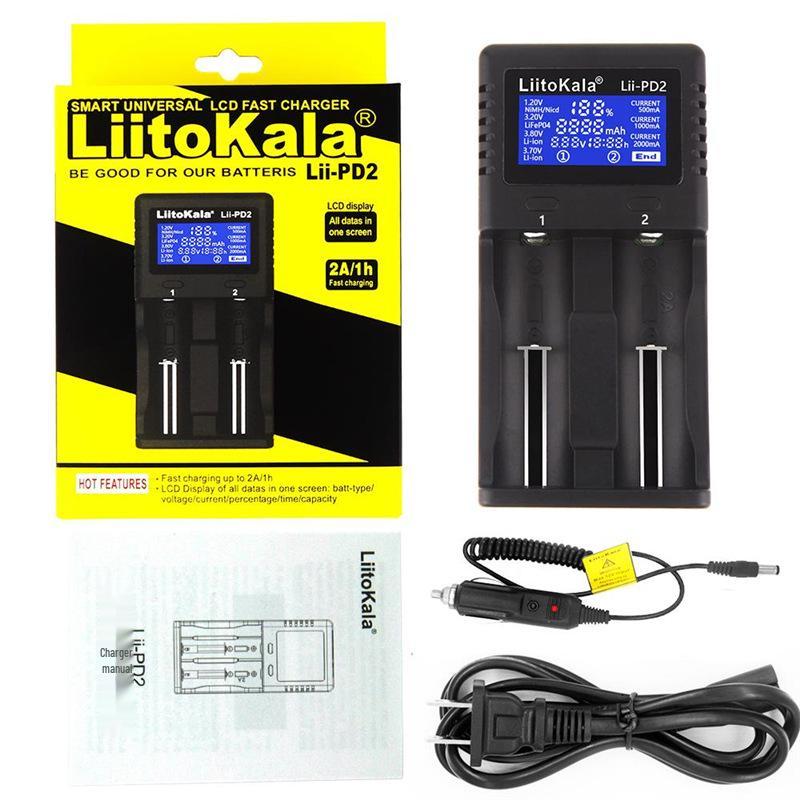 Dual-Slot Charger for 18650/26650 Lithium, AA/AAA Ni-MH, & 3.2V LiFePO4 Batteries