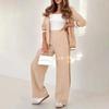 Pant Sets Women Wide Leg Pants Two Piece Set Button Coats Matching Sets Patchwork High Waist Elegant Trousers Pockets Sporty