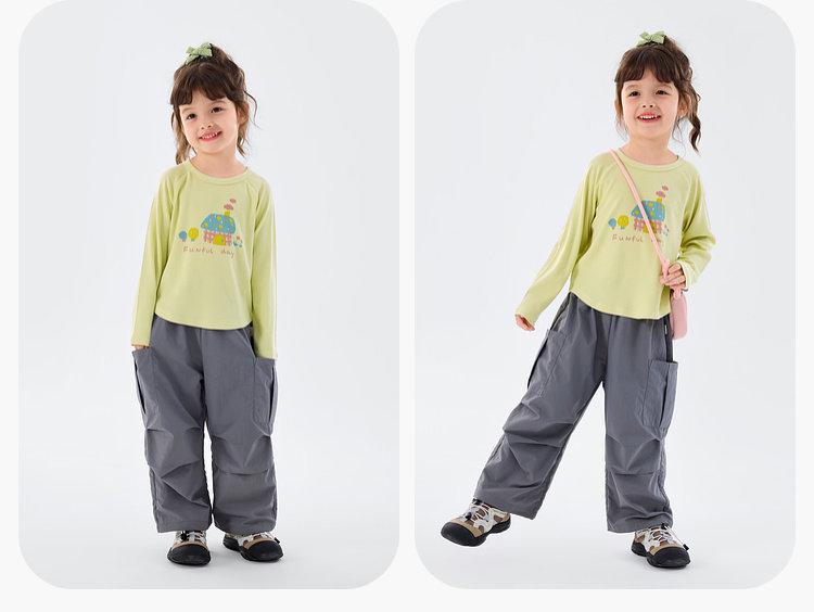 Dudu Home Girls' Wide Leg Cargo Pants - Spring Casual Outdoor Wear for Kids