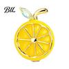 Fruit Jewelry Lemon Slice Brooch Pin, Oil Dripping Pin with Women Girls Rhinestone Leaf, Decorative Badge for Clothes Bags Scarves Metal