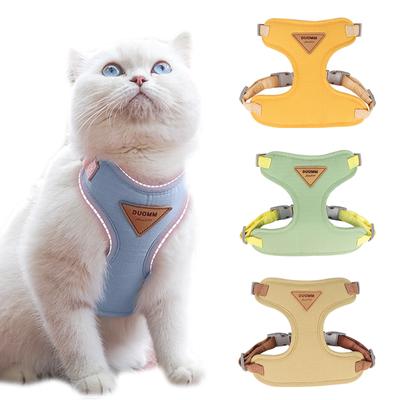 Katzengeschirr-Leinen-Set, verstellbar, für Welpen, ausbruchsicher, Brustgurt für Kätzchen, Chihuahua, Mops, Spaziergänge im Freien, Leine