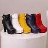 High Heels Women Ankle Boots Side Zip Fall Winter Platform Ladies Boots Large Size Fashion Shoes Black Beige Buckle Short Botas